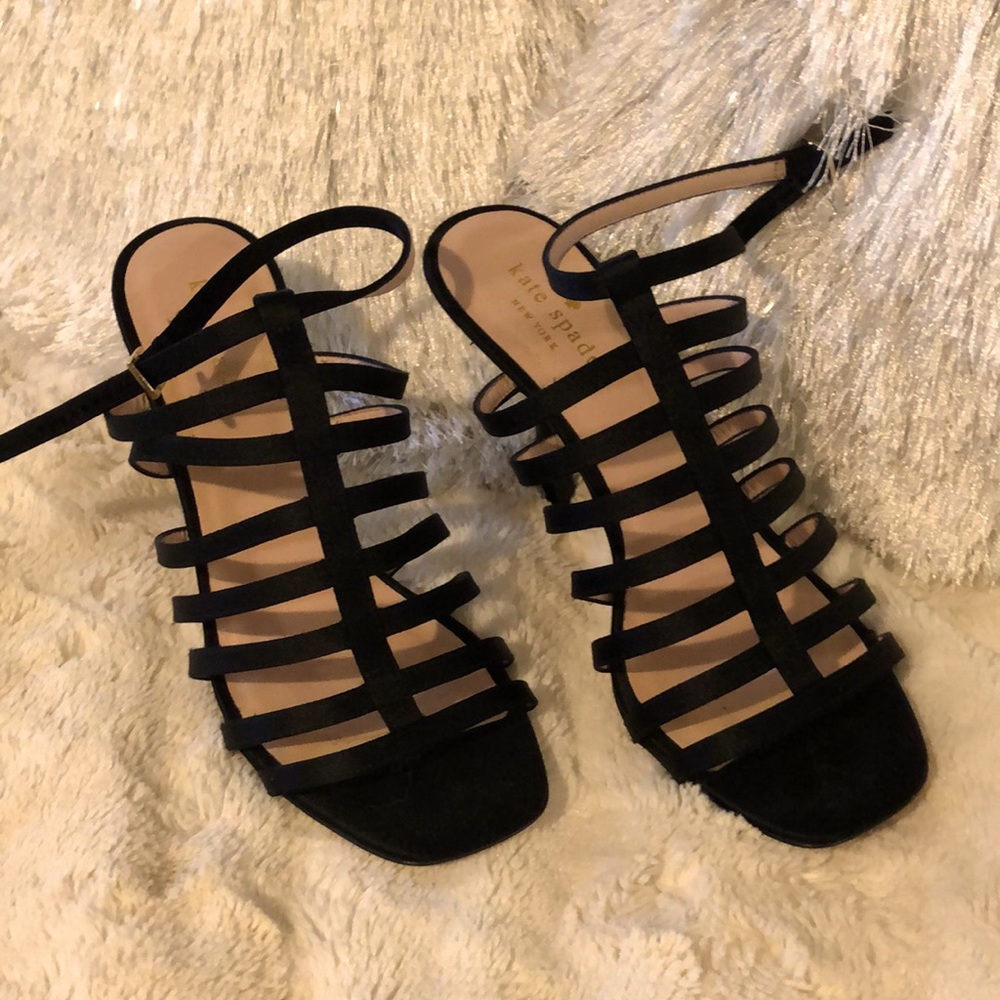 kate spade black satin sandals